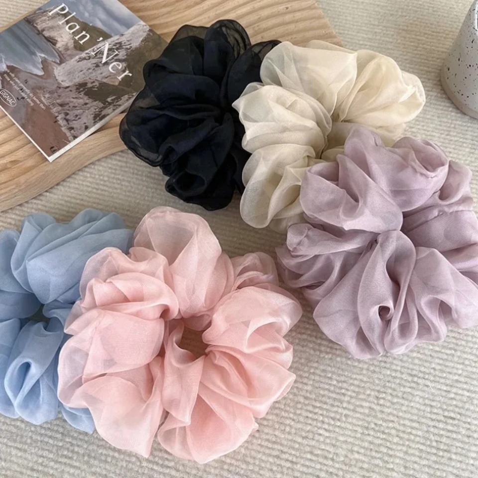 Hair Net Invisible - 1/5Pcs Solid Color Mesh Yarn Scrunchies