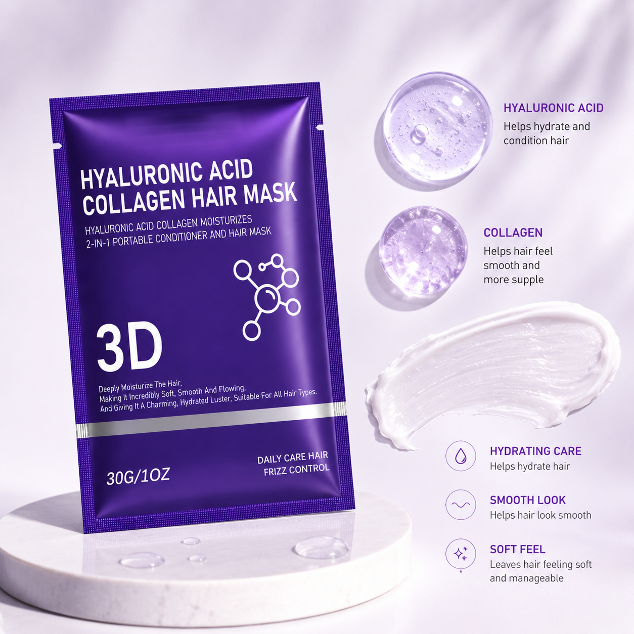 2/3/5 pack Hyaluronic Acid Hai - огляд і ціна Hair Care Hair Mask