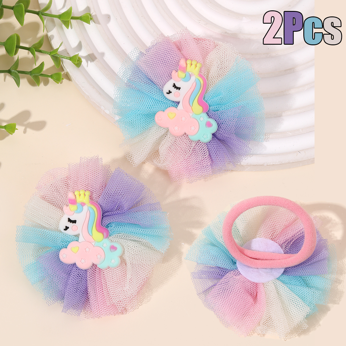 2Pcs Cartoon Unicorn Hair Tie  - огляд і ціна Hair Net Invisible