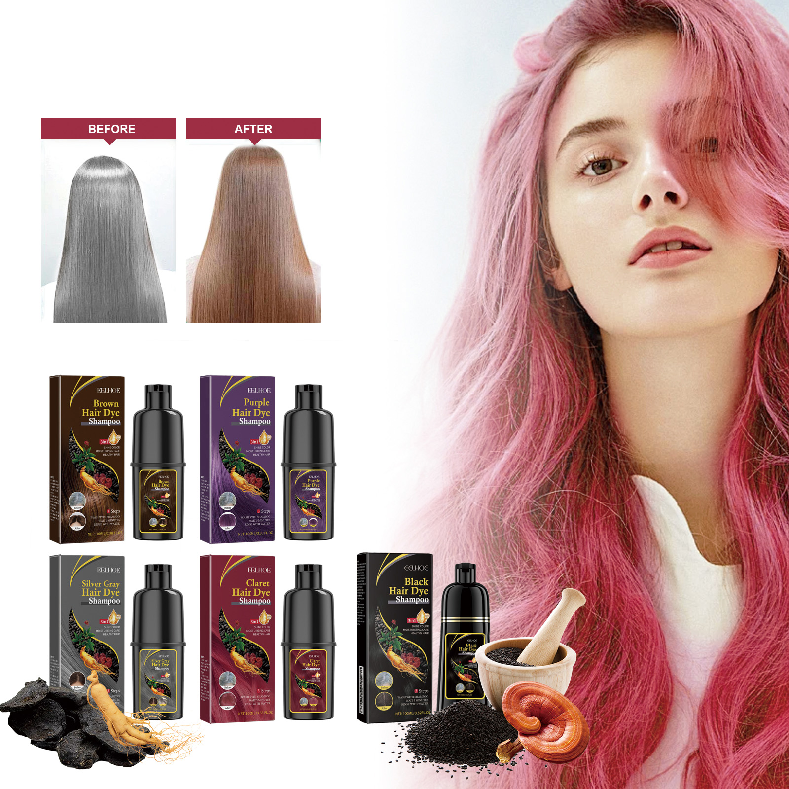 Instant Coloring Shampoo Natur - огляд і ціна Hair Care Ginseng
